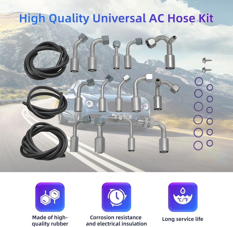 LORPHEIR Universal AC Hose Kit with Fittings & O-Rings for GM Vehicles Compatible with Buick Chevrolet Cadillac GMC - Custom Length Hoses for Air Conditioning Repair - Image 4